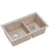QUADRON | LOGAN 120 | granitowy zlewozmywak kuchenny PEARL BEIGE + STAL | wymiar: 76 x 45 x 23,5 cm | 2-komorowy wpuszczany | podbudowa szafki od: 80 cm HQL7645U2BSI